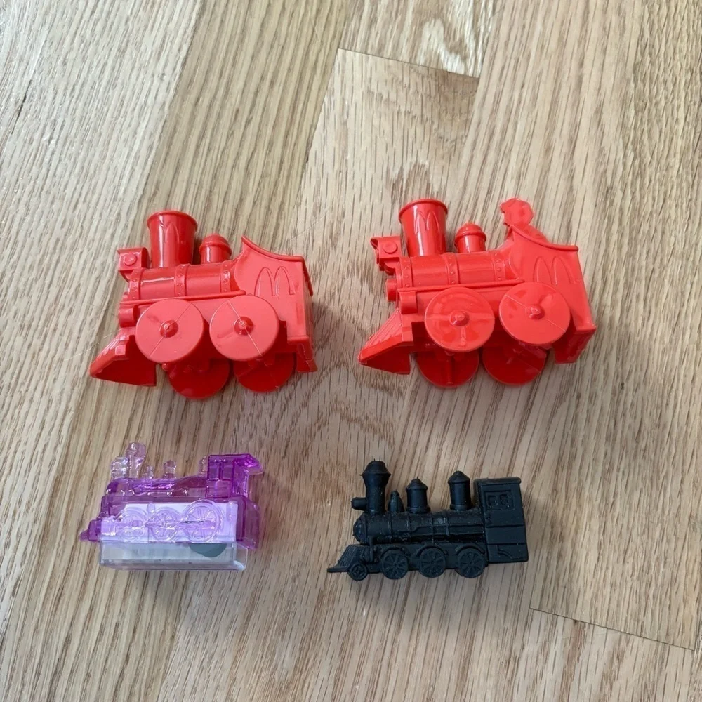 Ronald McDonald Happy Meal Toy Train Engine Up Down Red and Purple Train Toy Set